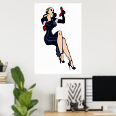 Blonde Retro Glamor Girl Pinup Poster (Thuiskantoor)