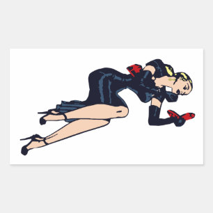   Blonde Retro Glamor Girl Pinup Rechthoekige Sticker