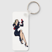   Blonde Retro Glamor Girl Pinup Sleutelhanger (Achterkant)
