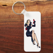   Blonde Retro Glamor Girl Pinup Sleutelhanger (Voorkant)