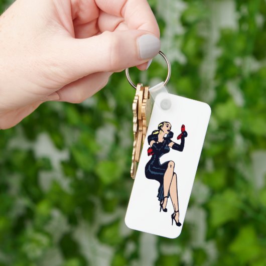   Blonde Retro Glamor Girl Pinup Sleutelhanger (Hand)