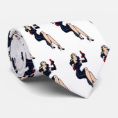   Blonde Retro Glamor Girl Pinup Stropdas (Opgerold)