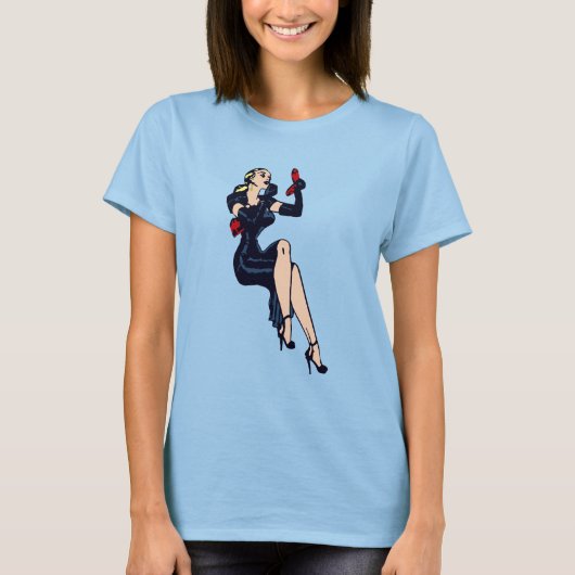   Blonde Retro Glamor Girl Pinup T-shirt (Voorkant)
