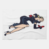   Blonde Retro Glamor Girl Pinup Theedoek (Horizontaal)