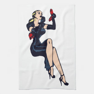 Blonde Retro Glamor Girl Pinup Theedoek