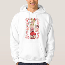 Blonde Retro Valentine Pin-Up Girl Hoodie