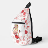 Blonde Retro Valentine Pin-Up Girl Sling Bag (Rechterhoek)