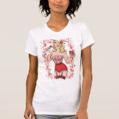 Blonde Retro Valentine Pin-Up Girl T-shirt (Voorkant)