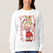 Blonde Retro Valentine Pin-Up Girl Trui (Voorkant)