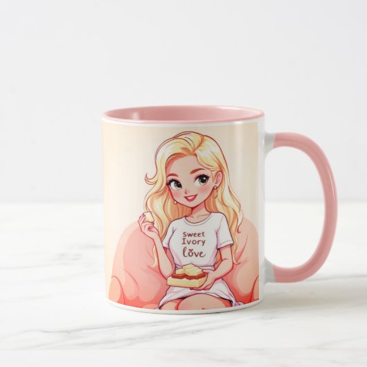 Blonde Schoonheid Keramische Mok - Levendig Geel H (Rechts)