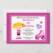 Blonde Skater Girl Skating Birthday Party Kaart (Voorkant)