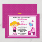 Blonde Skater Girl Skating Birthday Party Kaart (Voorkant / Achterkant)