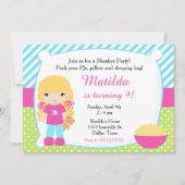 Blonde Sleepover Slumber Birthday Kaart (Voorkant)