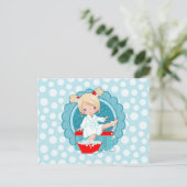 Blonde Spa Girl Bubbles Turquoise Red White Briefkaart (Staand voorkant)