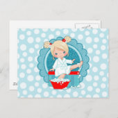 Blonde Spa Girl Bubbles Turquoise Red White Briefkaart (Voorkant / Achterkant)