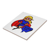blonde supermoeder tegeltje (Zijkant)