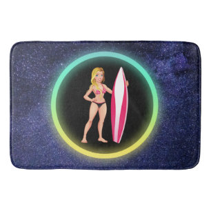 Blonde Surfer Teenage Girl Galaxy Badmat