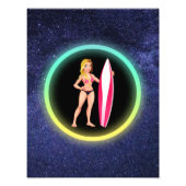 Blonde Surfer Teenage Girl Galaxy Foto Afdruk (Voorkant)
