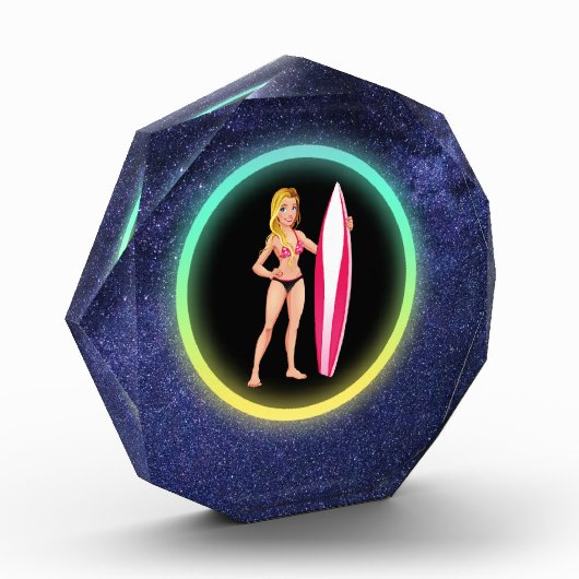 Blonde Surfer Teenage Girl Galaxy Fotoblokken (Links)