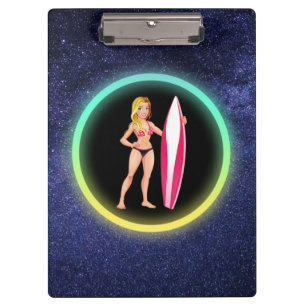 Blonde Surfer Teenage Girl Galaxy Klembord