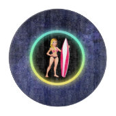 Blonde Surfer Teenage Girl Galaxy Snijplank (Voorkant)