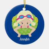 Blonde Swim Girl Cute Custom Swimmer Kinder Keramisch Ornament (Voorkant)