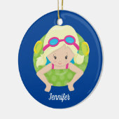 Blonde Swim Girl Cute Custom Swimmer Kinder Keramisch Ornament (Links)