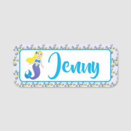 Blonde Swimming Magical Mermaid Girl Paarse Tail Naamplaatje
