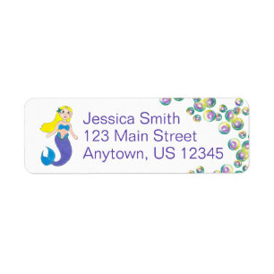 Blonde Swimming Mermaid Girl Bubbles Ocean Zee Etiket