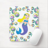 Blonde Swimming Mermaid Girl Bubbles Ocean Zee Muismat (Met muis)