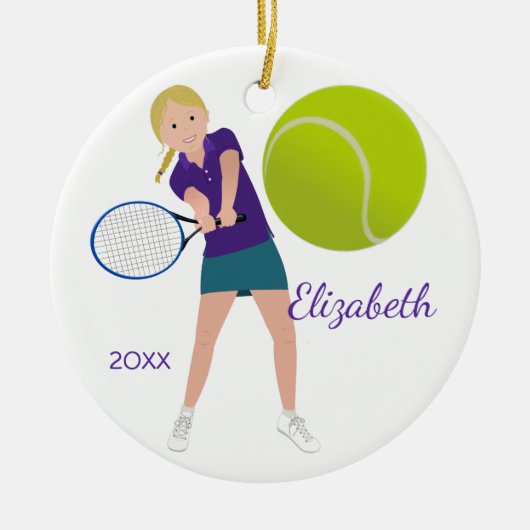Blonde Tennis Player Keepomwille Ornament (Voorkant)