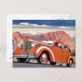 Blonde uit 1930 in een Briefkaart met rode motor (Voorkant / Achterkant)