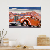 Blonde uit 1930 in een Poster met rode motor (Keuken)