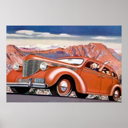 Blonde uit 1930 in een Poster met rode motor (Voorkant)