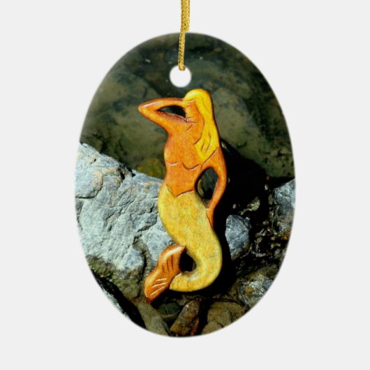 blonde uitkijk zeemeermin keramisch ornament (Voorkant)
