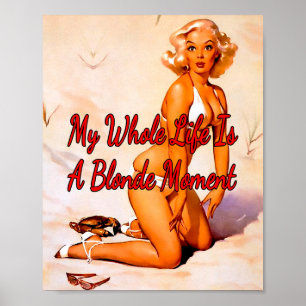 Blonde van 1950 op het strand van Gil Elvgren Poster