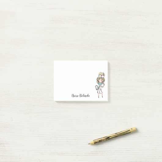 Blonde verpleegster medische persoonlijke post-it  post-it® notes (Op bureau)