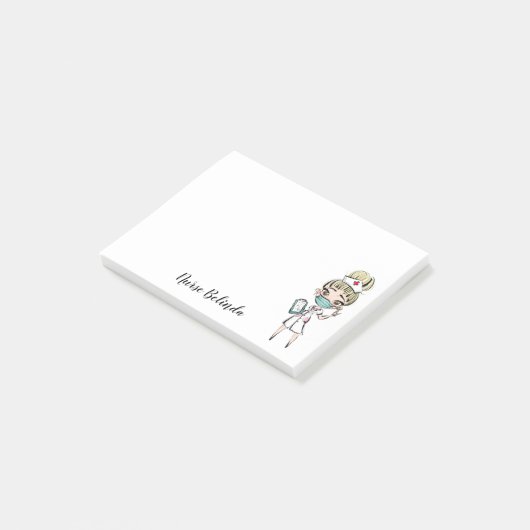 Blonde verpleegster medische persoonlijke post-it  post-it® notes (Schuin)