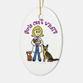 Blonde Veterinarian Girl Keramisch Ornament (Links)