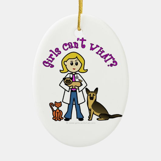Blonde Veterinarian Girl Keramisch Ornament (Voorkant)