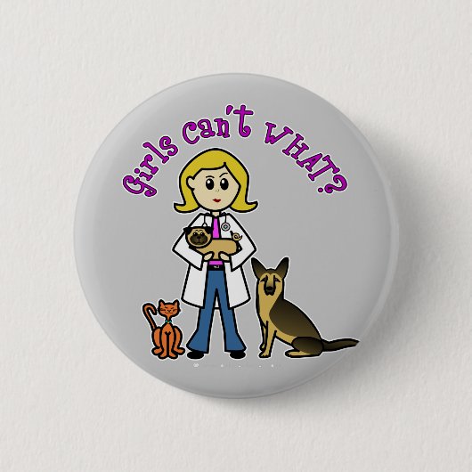 Blonde Veterinarian Girl Ronde Button 5,7 Cm (Voorkant)