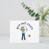 Blonde Vrouw Archery in Blue Briefkaart (Staand voorkant)