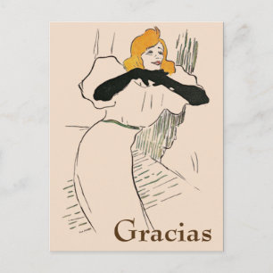 Blonde vrouw,  Dank je, tekst op ansichtkaart wijz Briefkaart