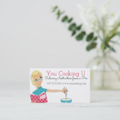 Blonde vrouw die bakkerijeieren kook visitekaartje (Staand voorkant)