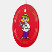 Blonde Vrouw Doctor in de kerstversiering Keramisch Ornament (Links)