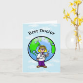 Blonde Vrouw Doctor in de Wenskaart van de spuit Kaart (Gele Bloem)