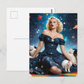 Blonde vrouw en katten briefkaart (Voorkant / Achterkant)