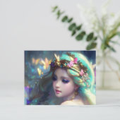 Blonde vrouw en vlinders briefkaart (Staand voorkant)