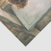 blonde vrouw gearrangeerd roze pioenen tissuepapier (Detail)