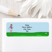 Blonde Vrouw Golfer retour adreslabel Etiket (Insitu)
